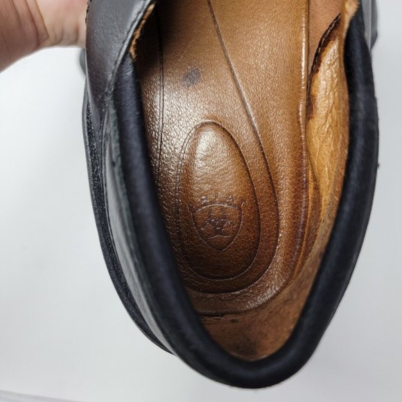 Ariat Women's Sz 8B Black‎ Leather Toe Slip On Nurse Shoes Clog - Picture 6 of 8